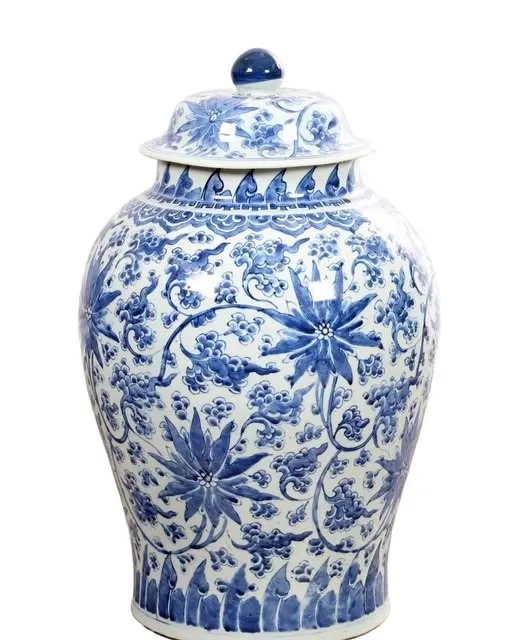 Choé hoa lam có nắp, cao 61cm