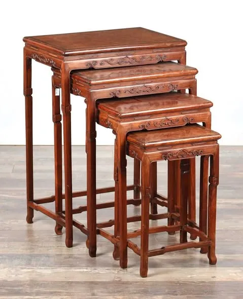 Bộ bàn lồng 4 chiếc, diềm chạm